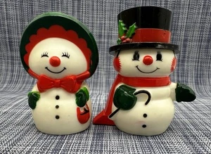 Vintage Hallmark Mr & Mrs Snowman Salt Pepper Shakers - Picture 1 of 6
