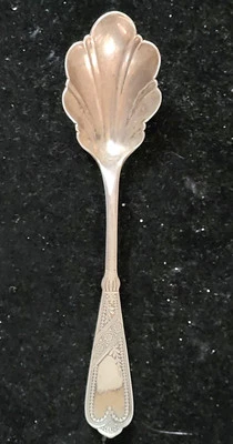 Antigua cuchara para servir azúcar concha plateada Rogers & Bro A1 de 1800 Newport Pat Foto 1 de 4