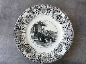 ANCIENNE ASSIETTE DE SARREGUEMINES " LE SOUVENIR" N° 9 D'UNE SERIE ROMANTIQUE - Imagen 1 de 1