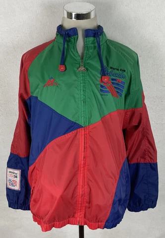 Vintage World Cup Jacket 1994 Apex One Windbreaker Color Block Soccer Large/XL Cover