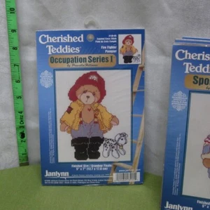 CHERISHED TEDDIES cross stitch kit Occupation Series craft firefighter Janlynn  - Picture 1 of 2