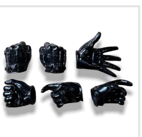Mezco One:12 Black Mask Pair Of 6 Hands 1:12 Scale (glossy Finish) Cover
