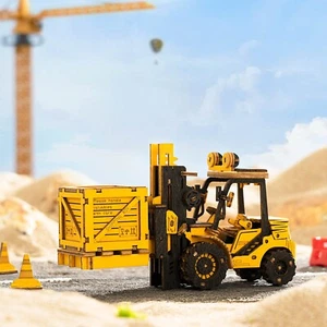 ROKR 3D DIY Wooden Puzzle Forklift Truck Car Model Kits Toys for Kids Gifts - Picture 1 of 7