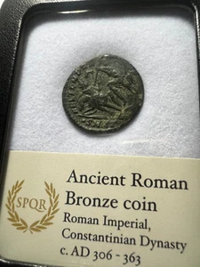 Genuine Ancient Roman Coin In Display Case - CONSTANTIUS II - Fallen Horseman - - Bild 1 von 7