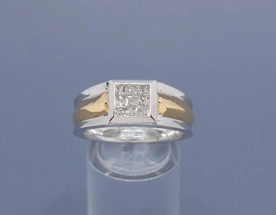 (MA5) Men's 14K Two Tone Gold Diamond Cluster Ring .61 ctw 9.9 Grams Size 10 - Image 1 of 4