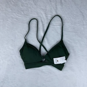 Shade & Shore Bikini Top Women's 34C Dark Green Longline Keyhole Underwire - Picture 1 of 4