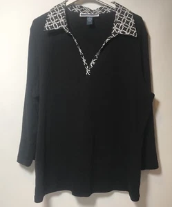 Karen Scott Long Sleeve Collar Top Size Large - Picture 1 of 4