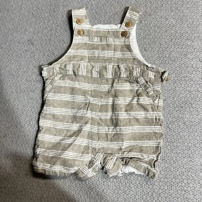 Mameluco Body Janie and Jack Beige y Blanco Algodón Lino Rayas 0-3 Meses Usado en Excelente Condición Foto 1 de 4