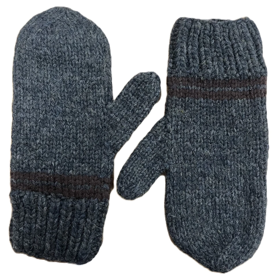 Mitones hechos a mano de lana Filson HECHOS EN CANDA a rayas azul liso gris rojo marrón CC Foto 1 de 1