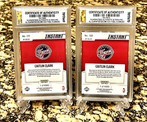 GRADED GEM-MT 10 CAITLIN CLARK 2024 Panini Instant Fever Rookie Lot #166 & #171 - Picture 1 of 8