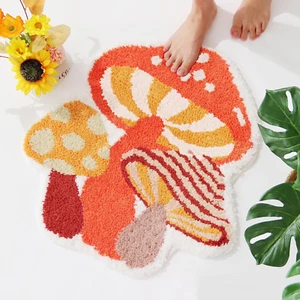 Mushroom Rug Cute Bath Mat Small Non Slip Bathroom Rug Washable Fun Kids Bath Ma - Picture 1 of 5