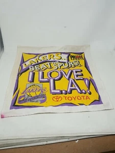 Vintage Lakers 1994-95 35th Anniversary handkerchief I love LA beat the spurs (z - Picture 1 of 6