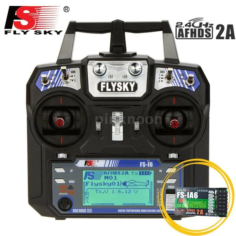 Flysky FS-i6 AFHDS 2.4GHz Transmitter with FS-iA6 Receiver f/ RC Helicopter Q0H8 - Image 1 of 4