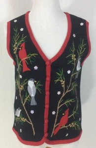 Designers Originals Weste Cardinals Vögel Strick Ramie Baumwolle Größe Small - Bild 1 von 5