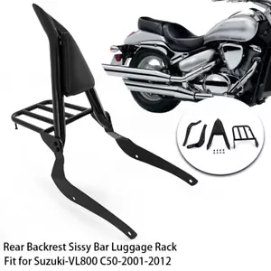 Respaldo negro barra Sissy para Suzuki Boulevard C50 05-11 M50 Volusia VL800 01~11 - Imagen 1 de 13