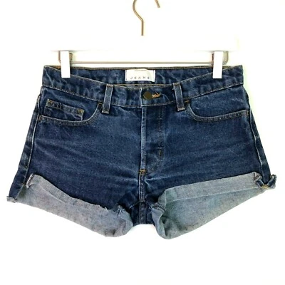 Pantalones cortos vaqueros American Apparel High Rise lavado oscuro 100% algodón talla 24 Foto 1 de 4