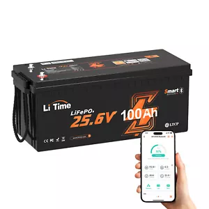 LiTime 24V 100Ah Bluetooth 5.0 Low Temp LiFePO4 Lithium Battery For Solar Marine - Picture 1 of 16