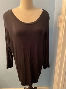 Soma Women’s Sz XL Black LS Pullover Top Round Neck Front -CrissCross V-Back EUC - Picture 1 of 5