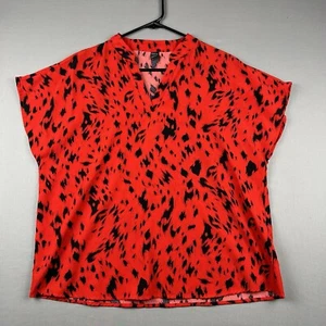 Shein Women's Top Size XL Red Black V-Neck Pullover Blouse - Picture 1 of 8