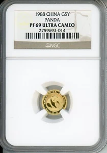 1988-P 5Y 5 YUAN G5Y Chinese PROOF GOLD PANDA 1/20 Oz. NGC PR69 PF69 CHINA !! - Picture 1 of 2