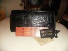 Vintage Look 100% Leather Hand Crafted Black Clutch