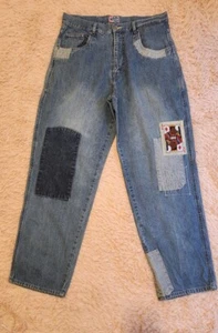 Vintage Platinum Fubu Fat Albert Junkyard Gang Patchwork Jeans 36 - Picture 1 of 12