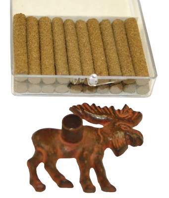 Quemador de incienso alce de metal de latón Paine's con 20 bálsamo abeto palo árbol de Navidad Foto 1 de 3