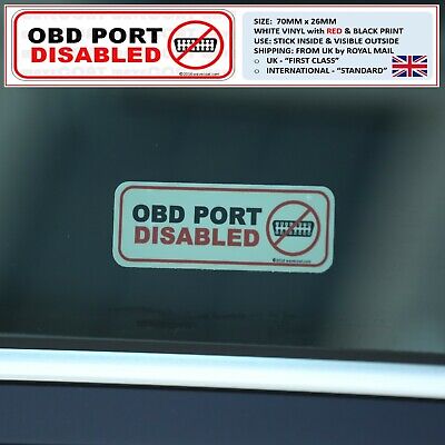 4 X OBD PORT DISABLED / IMMOBILISED Window Stickers Decal  FORD,RS,ST,AUDI,BMW • 3.91€