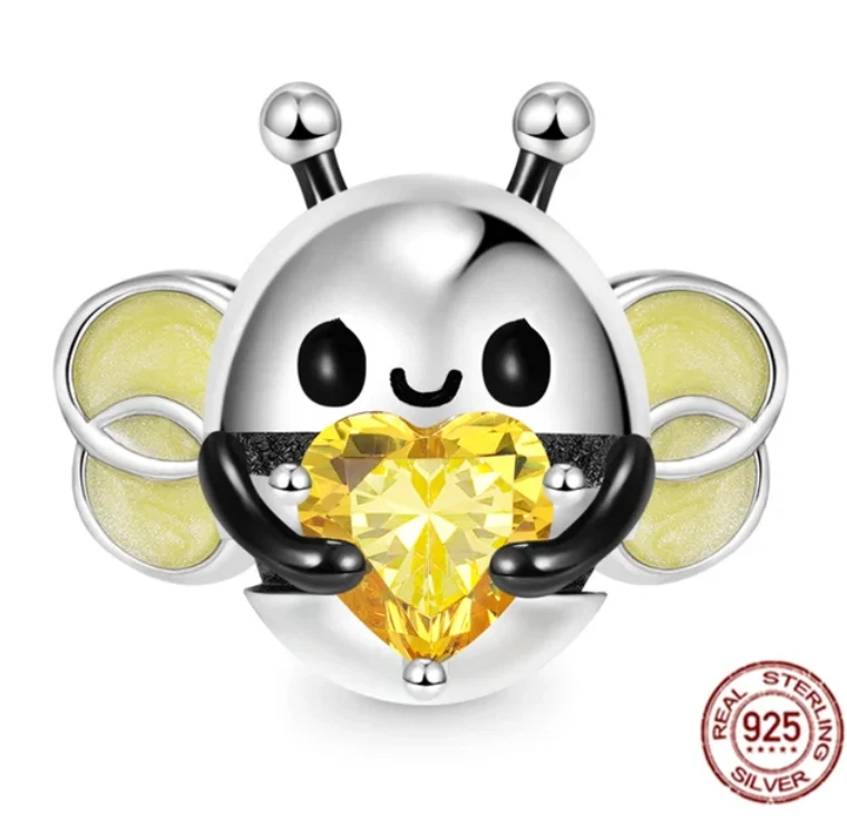 Dije colgante de cuentas de plata de ley 925 de cristal de abeja reina para pulsera Foto 1 de 1