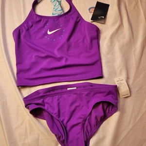 Nike girls NWT two piece swim suit purple size 14 (xl) - Picture 1 of 6