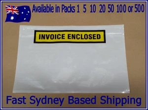 LARGE A5 230 x 175mm WHITE INVOICE ENCLOSED Envelope Document Sticker Pouch - Picture 1 of 11
