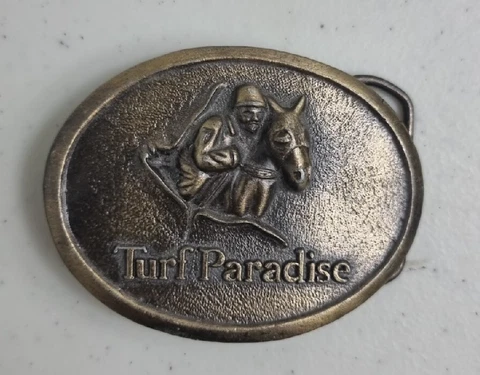 Belt Buckle Bronze Turf Paradise Desert Downs Arizona Horse Racing Track Cover