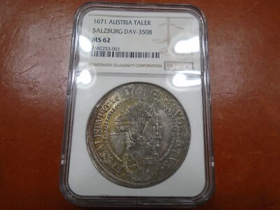 1671 Austria Taler Salzburg DAV-3508, MS62 Rare Coin - Image 1 of 4