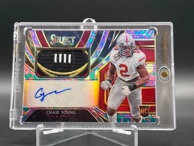 2020 Panini Select Chase Young OSU Championship Patch Rookie Card Auto #1/5 - Image 1 of 4