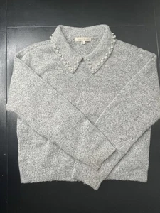 Copper Key Girls Sweater Size Large Gray Pearl Collar Soft Knit Dillard’s - Picture 1 of 5