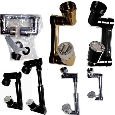 Drehbar Wasserhahn Waschbecken Aufsatz Metall Schwarz Chrom Messing Perlator 💎 - Bild 1 von 4