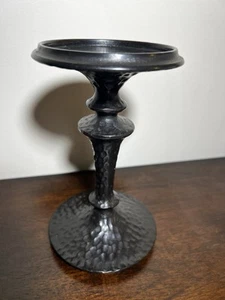 POTTERY BARN HAMMERED BRONZE Seville Pillar Candleholder 7”h Antique Lodge Brown - Picture 1 of 8