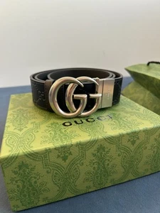 Gucci Ceinture Homme GG Monogramme Noire Neuve Taille 95 EU 38 US Authentic - Imagen 1 de 18
