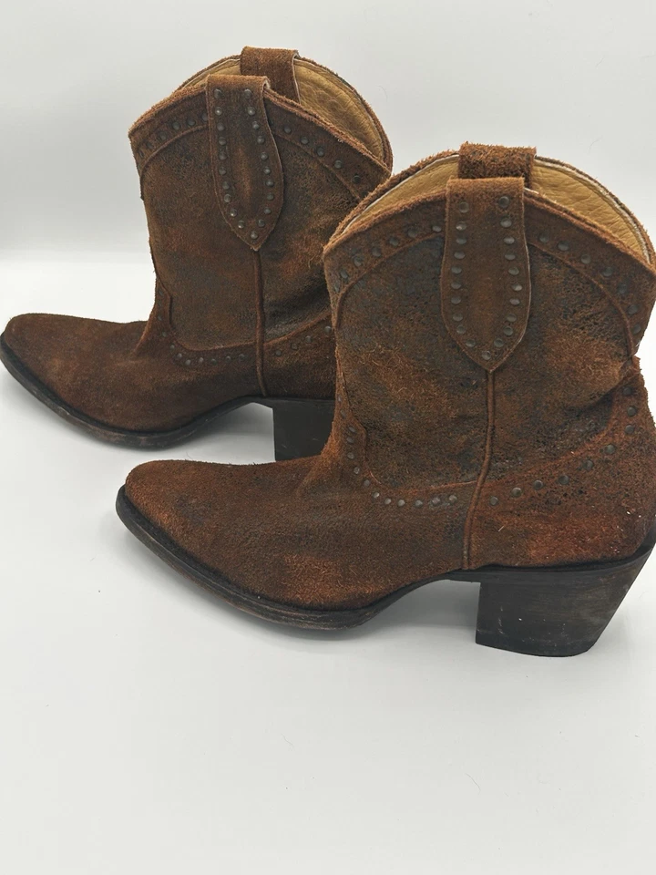 Botas Idyllwind para mujer 8,5 B marrón gamuza tachonadas botines al tobillo vaquera occidental Foto 1 de 4