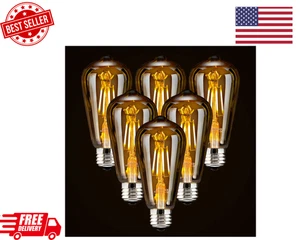 LED Dimmable Edison Light Bulbs 4W, 2200K-2400K Warm White (Amber Glass) ST64... - Picture 1 of 6