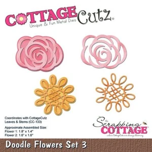 CottageCutz, Flower Die, Thin Metal Die, Doodle Flowers Set 3, Whimsical Flowers - Picture 1 of 2