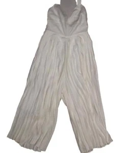 Vince Womens White Sleeveless V Neck Pleated Midi Length Side Pockets Jumpsuit 4 - Picture 1 of 8