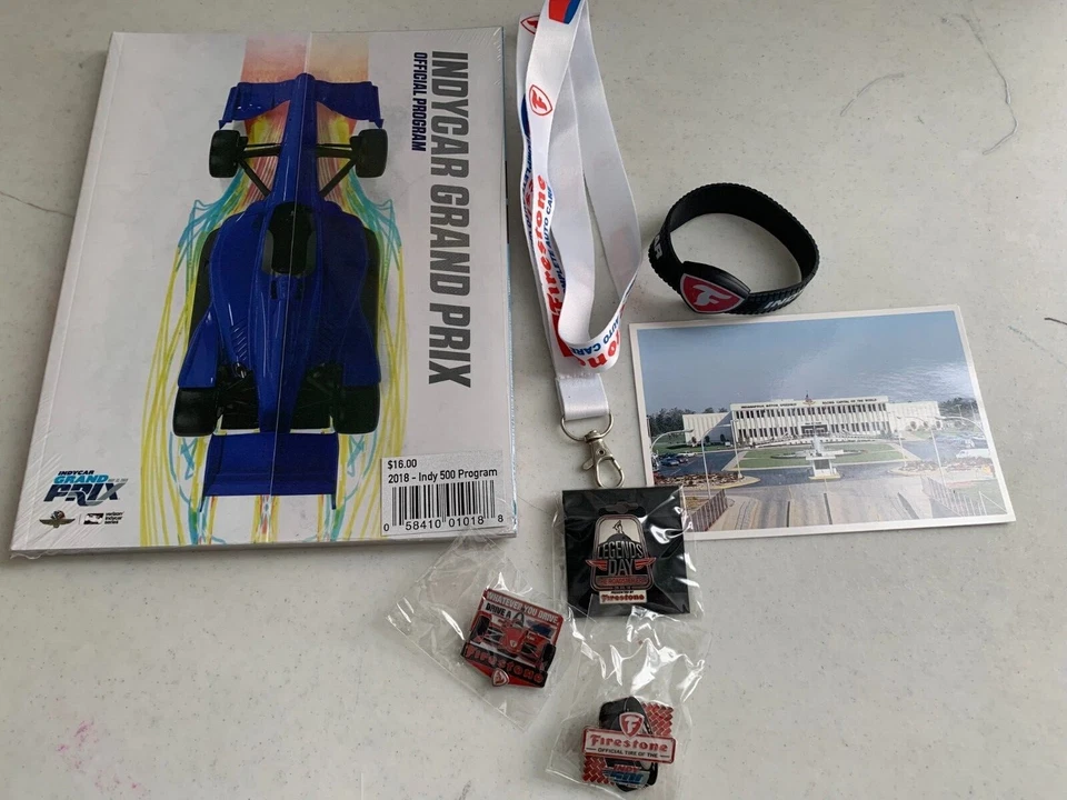 Tarjeta postal del programa Indy 500 Grand Prix Firestone Pins 2018 ¡¡NUEVA!!!  Foto 1 de 4