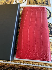 Étui portefeuille carte de crédit Vertu NEUF Signature Touch 5,2" alligator exotique ROUGE - Photo 1 sur 3