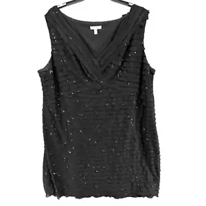 Fashion Bug Dress Womens Size 24W Black Sequins Ruffle Sleeveless Stretch Party - Picture 1 of 12