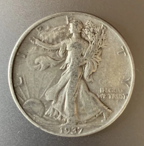 1937 Walking Liberty Half Dollar,  90% Silver Cover
