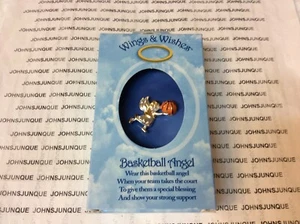 WINGS & WISHES BASKETBALL ANGEL PIN New-window gift box "Wear this Angel when.." - Picture 1 of 2