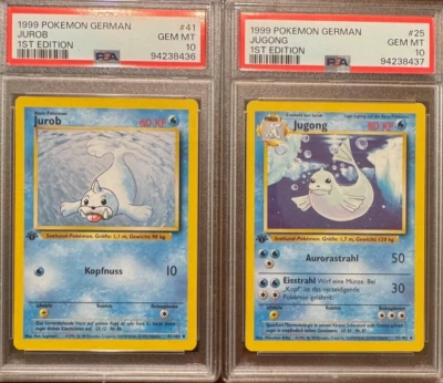 PSA 10 Sequential Jurob & Jugong German Base Set 1st edition  Seel & Dewgong - Image 1 of 4
