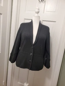 NWT Alfani Coal Melange Black Knit Bell Sleeve Sweater Jacket Size XL Ret $79.50 - Picture 1 of 9