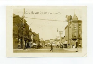 Foto postal Crestline OH RPPC, Seltzer Street, tiendas, letreros, personas - Imagen 1 de 2